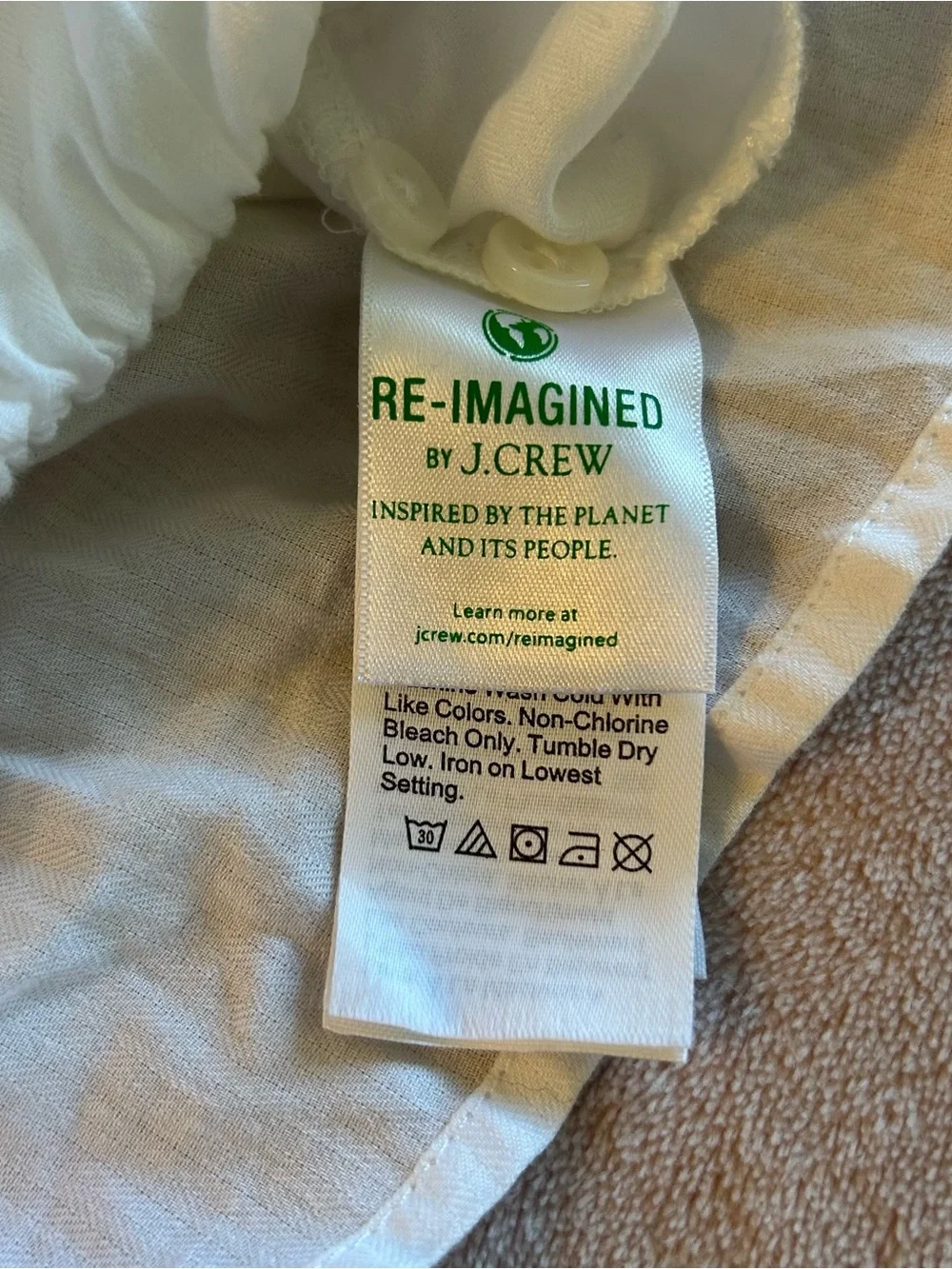 J. Crew white long puff sleeve button down square neck peplum cotton blouse 8